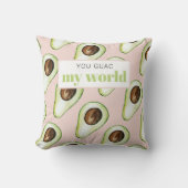 パステルモダンピンクとグリーンアボカドのパターン投げ クッション (正面)