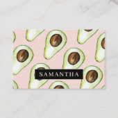 パステルモダンピンクとグリーンアボカドパターンブシン 名刺 (正面)