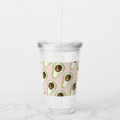 パステルモダンピンクとグリーンアボカドパターン アクリルタンブラー (正面)