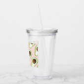 パステルモダンピンクとグリーンアボカドパターン アクリルタンブラー (左)