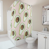 パステルモダンピンクとグリーンアボカドパターン シャワーカーテン (インサイチュ)