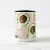 パステルモダンピンクとグリーンアボカドパターン ツートーンマグカップ (中央)