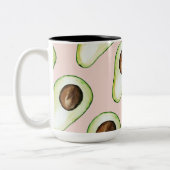 パステルモダンピンクとグリーンアボカドパターン ツートーンマグカップ (左)