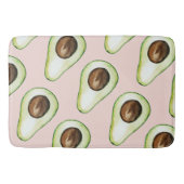 パステルモダンピンクとグリーンアボカドパターン バスマット (正面)