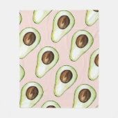 パステルモダンピンクとグリーンアボカドパターン フリースブランケット (正面)