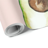 パステルモダンピンクとグリーンアボカドパターン ラッピングペーパー (ロールコーナー)