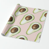 パステルモダンピンクとグリーンアボカドパターン ラッピングペーパー (アンロールド)