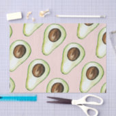 パステルモダンピンクとグリーンアボカドパターン 薄葉紙 (クラフト)