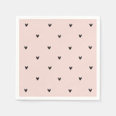 パステルモダンピンクとブラックのハートパターン スタンダードカクテルナプキン (正面)