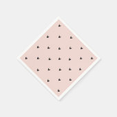 パステルモダンピンクとブラックのハートパターン スタンダードカクテルナプキン (角)