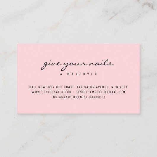 パステルモダンピンクと白抽象芸術の筆跡 名刺 (裏面)