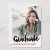 パステルモダンピンクのグラッドスクリプト4枚の写真を卒業 招待状 (正面)