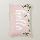 パステルモダンピンクの花こんにちは アクセントクッション (正面(垂直))