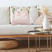 パステルモダンピンクの花こんにちは クッション