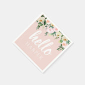 パステルモダンピンクの花こんにちは スタンダードカクテルナプキン (角)