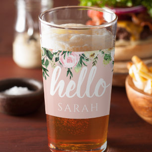 パステルモダンピンクの花こんにちは タンブラーグラス