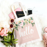 パステルモダンピンクの花こんにちは トートバッグ<br><div class="desc">パステルモダンピンクの花こんにちは</div>