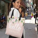 パステルモダンピンクの花こんにちは トートバッグ<br><div class="desc">パステルモダンピンクの花こんにちは</div>