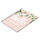 パステルモダンピンクの花こんにちは ノートブック (左側)