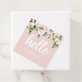 パステルモダンピンクの花こんにちは フェイバータグ (インサイチュ)