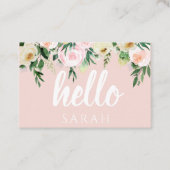パステルモダンピンクの花こんにちは 名刺 (正面)