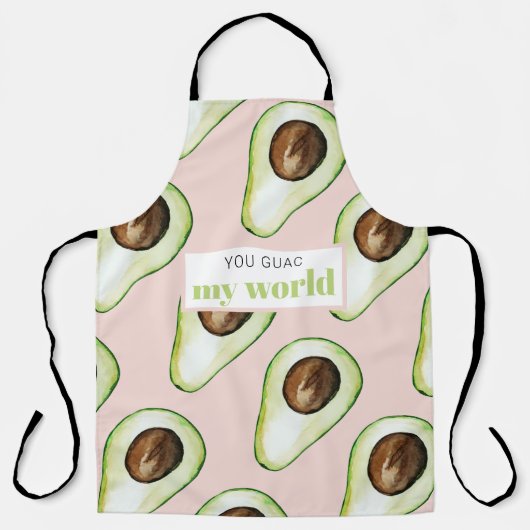 パステルモダンピンクアンドグリーンアボカドおもしろい引用文 エプロン (正面)