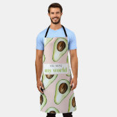 パステルモダンピンクアンドグリーンアボカドおもしろい引用文 エプロン (着用した状態)