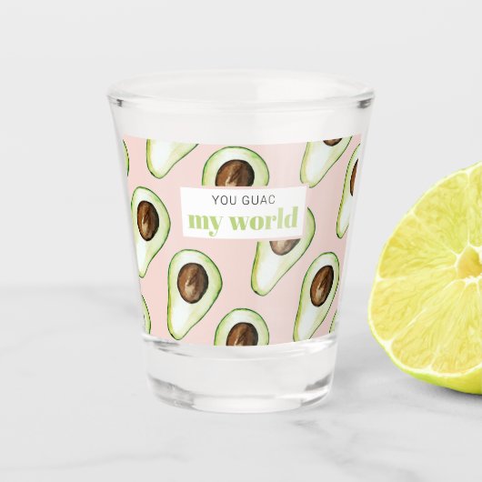 パステルモダンピンクアンドグリーンアボカドおもしろい引用文 ショットグラス (正面)