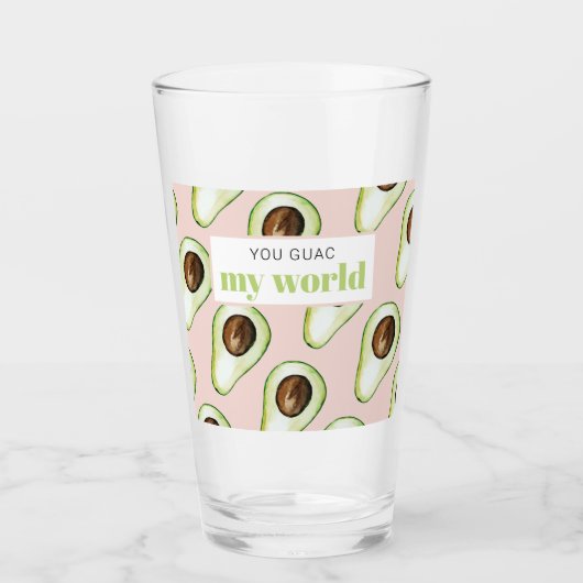 パステルモダンピンクアンドグリーンアボカドおもしろい引用文 タンブラーグラス (正面)