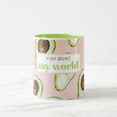 パステルモダンピンクアンドグリーンアボカドおもしろい引用文 ツートーンマグカップ (中央)