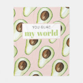 パステルモダンピンクアンドグリーンアボカドおもしろい引用文 フリースブランケット (正面)