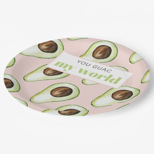 パステルモダンピンクアンドグリーンアボカドおもしろい引用文 ペーパープレート (アングル)
