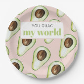 パステルモダンピンクアンドグリーンアボカドおもしろい引用文 ペーパープレート (正面)