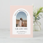 パステルモダンピンクアーチ写真院生 招待状 (スタンド正面)