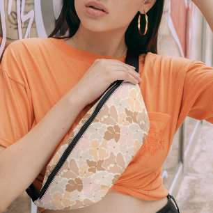 パステルモダンピンクオレンジフローラパタガーリーーン ファニーパック