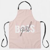 パステルモダンピンクガールボスフレーズ エプロン (正面)
