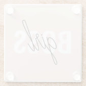 パステルモダンピンクガールボスフレーズ ガラスコースター (裏面)