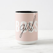 パステルモダンピンクガールボスフレーズ ツートーンマグカップ (中央)