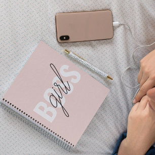 パステルモダンピンクガールボスフレーズ ノートブック