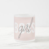 パステルモダンピンクガールボスフレーズ フロストグラスマグカップ (中央)