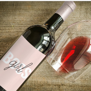 パステルモダンピンクガールボスフレーズ ワインラベル