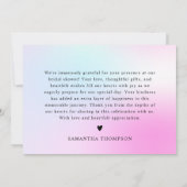 パステルモダンピンククラウドナイン赤ちゃんシャワー サンキューカード (裏面)