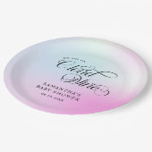 パステルモダンピンククラウドナイン赤ちゃんシャワー ペーパープレート (アングル)