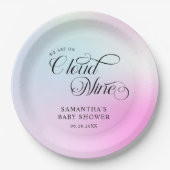パステルモダンピンククラウドナイン赤ちゃんシャワー ペーパープレート (正面)