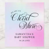 パステルモダンピンククラウドナイン赤ちゃんシャワー ワインラベル (シングルラベル)