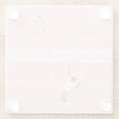 パステルモダンピンクテニスマッチ ガラスコースター (裏面)