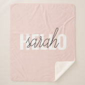 パステルモダンピンクハローとお名前 シェルパブランケット (正面)