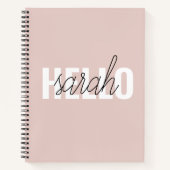 パステルモダンピンクハローとお名前 ノートブック (正面)