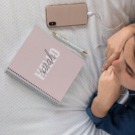 パステルモダンピンクハローとお名前 ノートブック