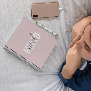 パステルモダンピンクハローとお名前 ノートブック